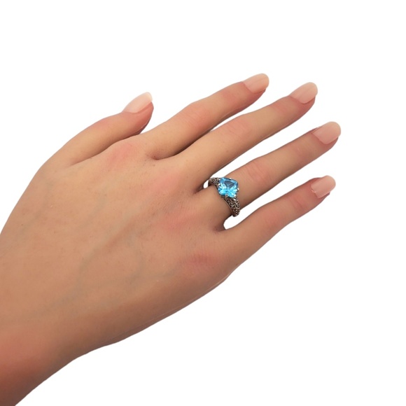 CNA Sterling Silver Blue Faceted Stone Ring Size 6 #17268 - Picture 6 of 8